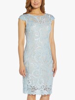 Thumbnail for your product : Adrianna Papell Floral Lace Knee Length Sheath Dress, Elegant Sky/Nude