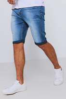 Thumbnail for your product : boohoo Slim Fit Denim Short With Turn Up