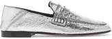 Isabel Marant - Fezzy Metallic Cracked-leather Collapsible-heel Loafers - Silver