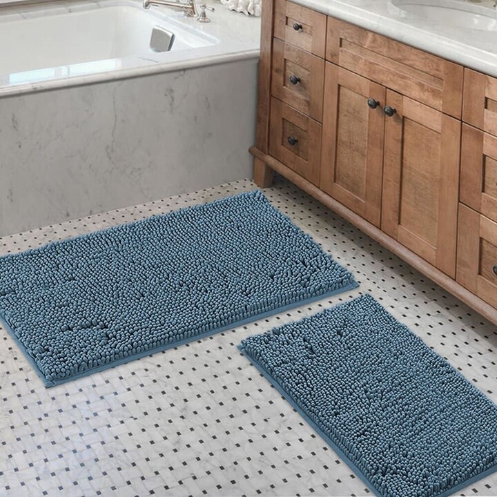 PrimeBeau Striped Bath Rugs for Bathroom Anti-Slip Bath Mats Soft