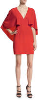 Thumbnail for your product : Halston Cape-Sleeve Stretch Crepe Cocktail Dress