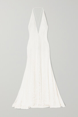 Michael Lo Sordo Alexandra Silk Guipure Lace Gown - Ivory