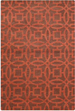 World Menagerie Bradford HAND TUFTED WOOL ECO-FRIENDLY AREA RUGS - Brown & Orange Color | Geometric Design | Area Rugs for Living room Bedroom