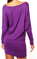 Thumbnail for your product : Romwe Batwing Long Sleeved Sheer Purple Dress