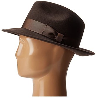 Country Gentleman Frederick Wide Brim Fedora Hat (Brown) Caps