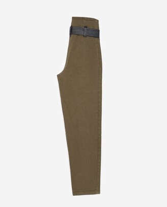 The Kooples High-waisted khaki jeans with leather belt