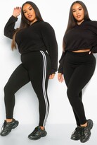 Thumbnail for your product : boohoo Plus 2 Pack Plain And Side Stripe Leggings