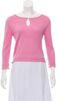 Thumbnail for your product : Oscar de la Renta Cashmere-Silk Scoop Neck Sweater Pink Cashmere-Silk Scoop Neck Sweater