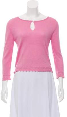 Oscar de la Renta Cashmere-Silk Scoop Neck Sweater Pink Cashmere-Silk Scoop Neck Sweater