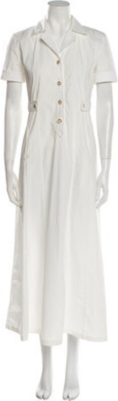 Gucci Shirtdress From the Pre-Fall 2023 Collection by Alessandro Michele White Interlocking G Logo Short Sleeve with Collar Concealed Zip Closure at Back Designer