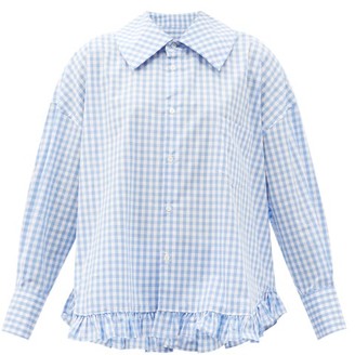 COMME DES GARÇONS GIRL Ruffled-hem Gingham Cotton Shirt - Blue White