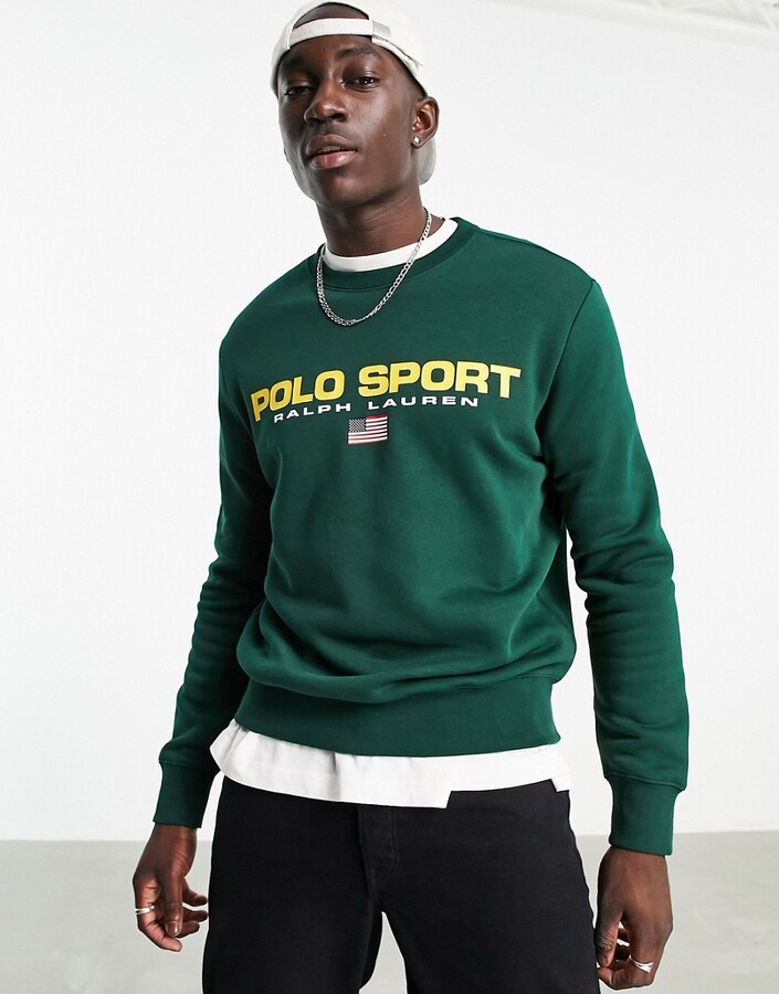 Polo Ralph Lauren capsule retro flag logo sweatshirt in green - ShopStyle