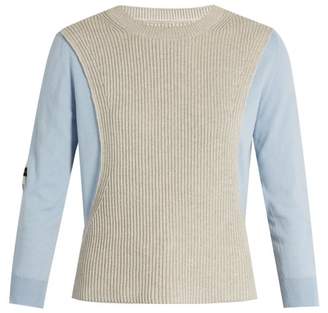 Maison Margiela Contrast-panel ribbed-knit cotton sweater