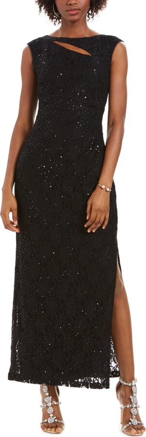 Connected Cutout Sequined Lace Gown