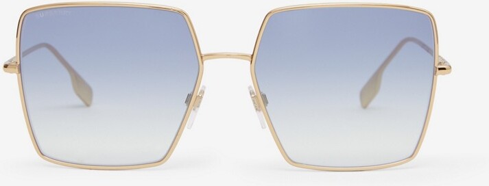Burberry Icon Stripe Detail Square Frame Sunglasses