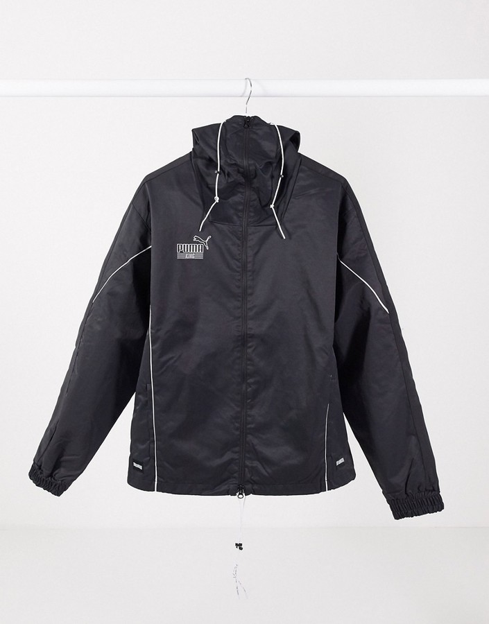 Puma King oversized logo jacket in black - ShopStyle