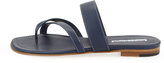 Thumbnail for your product : Manolo Blahnik Susa Flat Leather Sandal, Navy