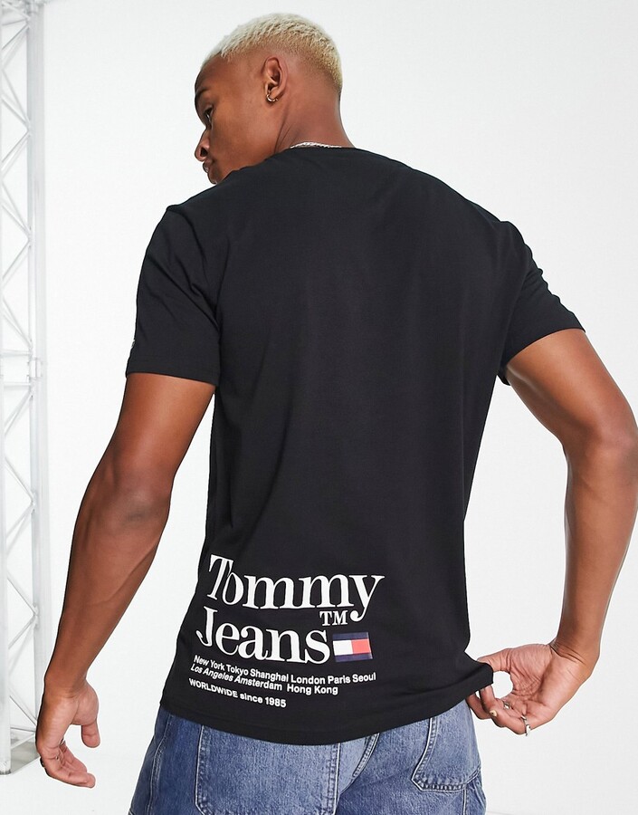 Tommy Jeans logo T-shirt in black - ShopStyle