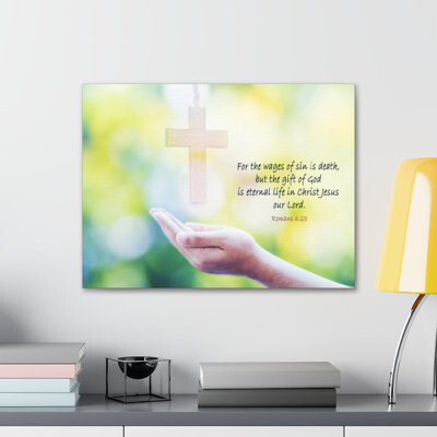 Express Your Love Gifts Of God Romanss 6:23 Bible Verse Canvas Christian Wall Art