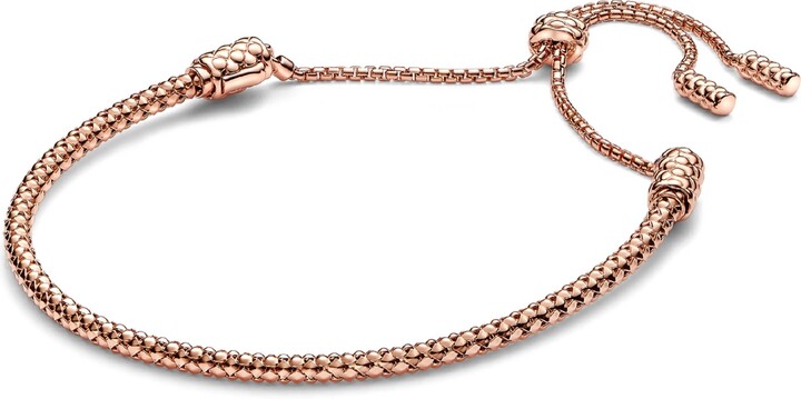 Pandora 14K Gold-Plated Studded Chain Slider Bracelet - Studded Chain Slider/ Rose Gold