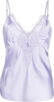 ASOS DESIGN Fuller Bust jersey satin cami top with lace trim in lilac