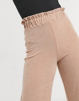 Thumbnail for your product : ASOS Tall ASOS DESIGN Tall brushed rib wide leg pants with paperbag waist in pink