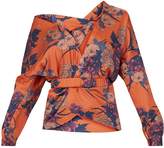 Thumbnail for your product : PrettyLittleThing Rust Off Shoulder Belted Blouse