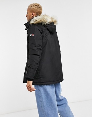 Tommy technical quilted parka in black faux fur trim - Outerwear