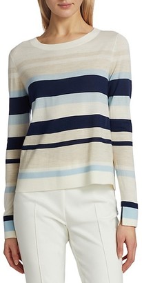 Akris Punto Striped Long-Sleeve Wool Sweater