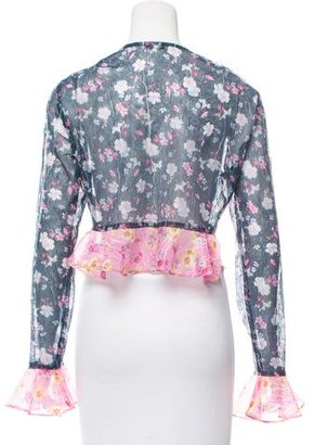 Anna Sui Cropped Floral Cardigan