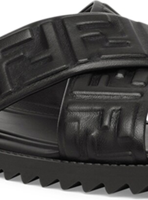 Fendi Black leather slides