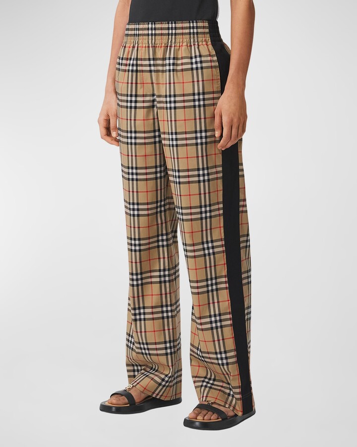Burberry Louane Side Stripe Vintage Check Trousers - ShopStyle Pants