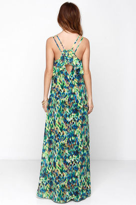 Le Mieux Amazonian Due Time Green Print Maxi Dress
