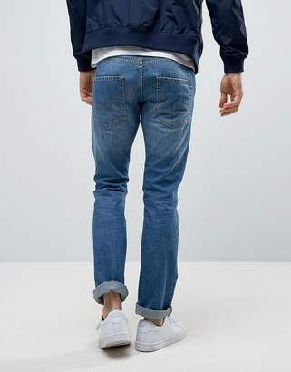 Jack and Jones Intelligence Straight Fit Jeans In Light Blue Wash