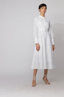 HUGO BOSS Shirt dress in cotton with patchworked monogram panels