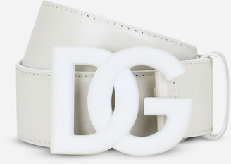 Dolce & Gabbana Matte nappa leather belt with crossover logo buckle