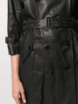 R 13 leather trench coat
