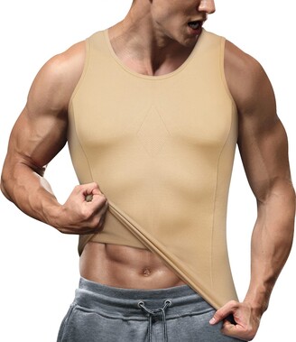Aptoco Compression Shirts for Men Gynecomastia Tank Tops Body Shaper Vest  for Workout Slimming Base Layer Belly Control Undershirt A-Shirts, Size XL
