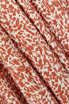 Proenza Schouler White Label Asymmetric Smocked Floral-print Woven Midi Dress - Light brown