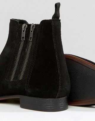 ASOS Chelsea Boots In Black Suede With Double Zip