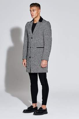 boohoo Premium Wool Mix Overcoat With Faux Suede Collar