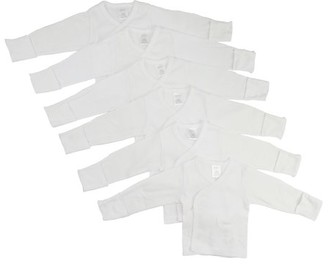 Bambini Preemie White Long Sleeve Side Snap Shirt With Mitten Cuffs, 6pk (Baby Boys Or Baby Girls, Unisex)