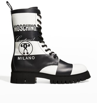 Moschino Men's Bicolor Stripe Logo Combat Boots - ShopStyle