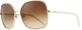 Thumbnail for your product : Chloé Nerine Oversized Sunglasses with Leather, Gold/Cream