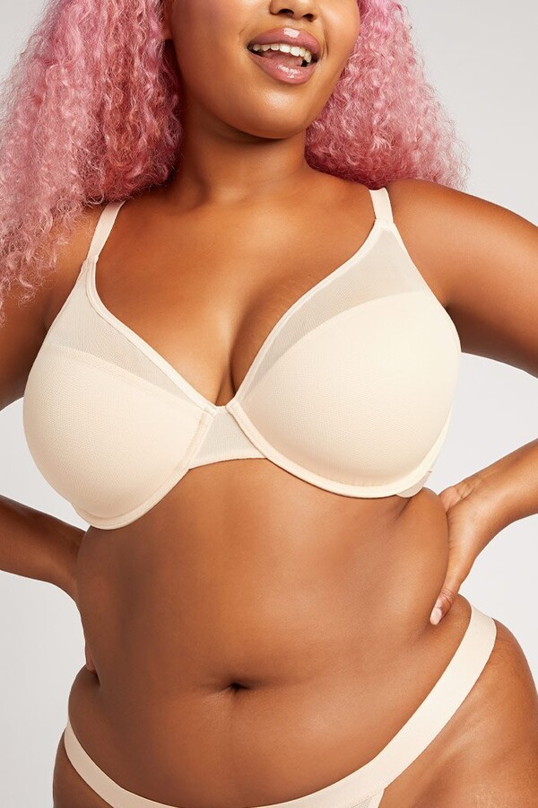 Negative Underwear Lined Sieve Demi Bra in Peach ShopStyle