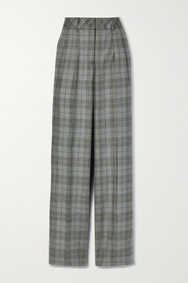 Akris Checked Cashmere And Mulberry Silk-blend Straight-leg Pants - Gray