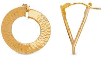 Italian Gold Patterned PDC Twisted Hoop Earrings in 14k Gold