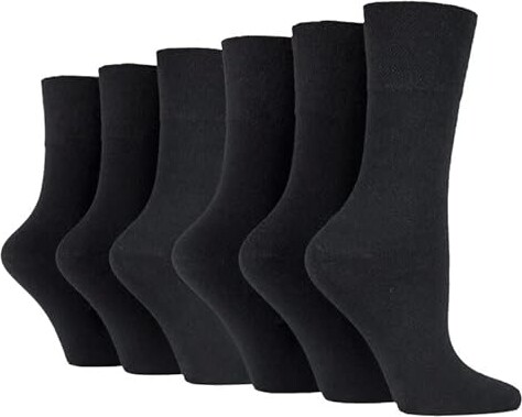 Gentle Grip Sock Shop 6 Pairs Ladies Loose Soft Top Non Elastic Bamboo Socks (4-8 UK, SOLRM33