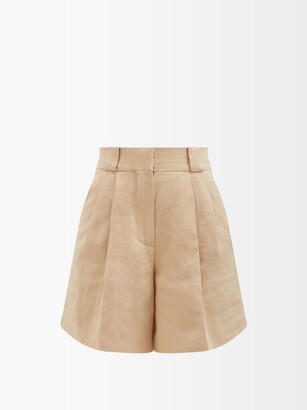 BLAZÉ MILANO Midday Sun Pleated Linen Shorts - Beige