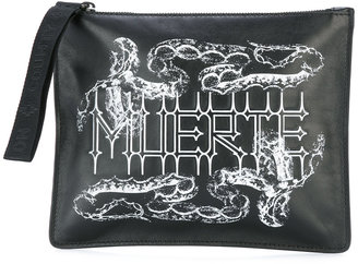 Marcelo Burlon County of Milan Mateo zip clutch bag - men - Cotton/Calf Leather - One Size